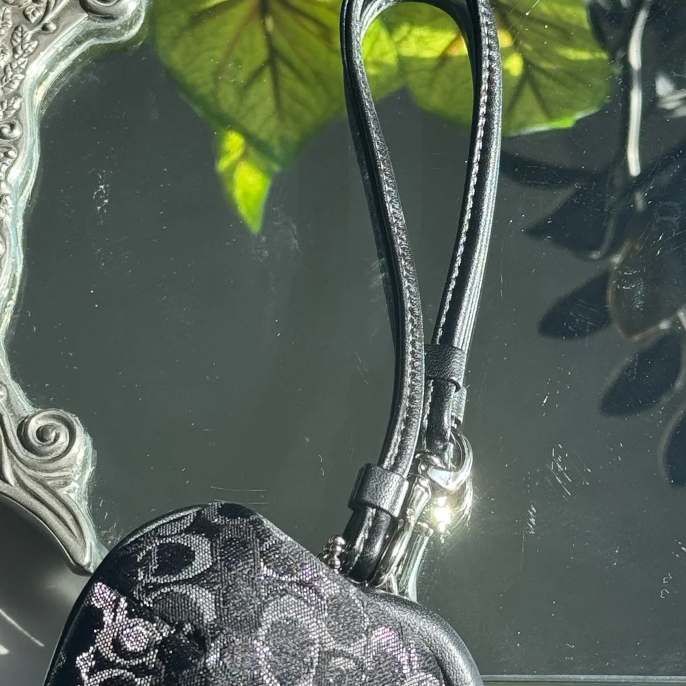 Coach Ladybug Embroidered Signature & Suede Lurex Kisslock Coin Pouch 💎 🐞
